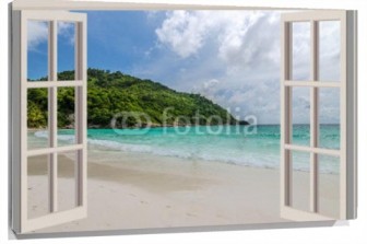Lienzo Ventana al playa